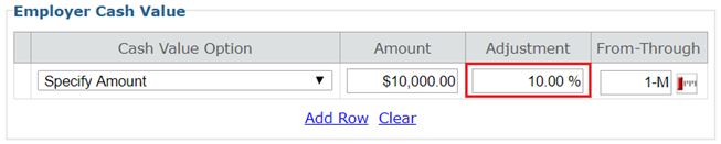 Employer Cash Value Adjustment