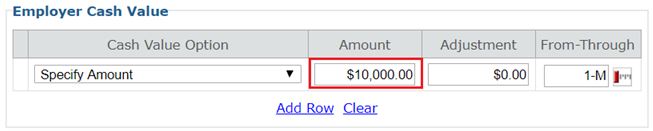 Employer Cash Value Amount